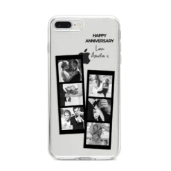 Monochrome Anniversary Photo Strip With Name IPhone Case -CaseCraze Store Monochrome Anniversary Photo Strip with Name iPhone 8 Plus Bumper Case on Silver iPhone