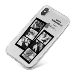 Monochrome Anniversary Photo Strip With Name IPhone Case -CaseCraze Store Monochrome Anniversary Photo Strip with Name iPhone X Bumper Case on Silver iPhone