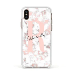 Monogrammed Rose Gold Marble IPhone Case -CaseCraze Store Monogrammed Rose Gold Marble Apple iPhone Xs Impact Case White Edge on Gold Phone bb8574c9 abde 4ef4 8b5c 9ff5fc3b440d