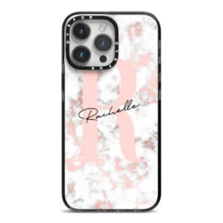 Monogrammed Rose Gold Marble IPhone Case