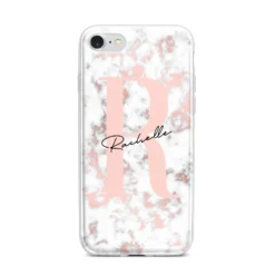 Monogrammed Rose Gold Marble IPhone Case -CaseCraze Store Monogrammed Rose Gold Marble iPhone 7 Bumper Case on Silver iPhone