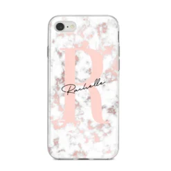 Monogrammed Rose Gold Marble IPhone Case -CaseCraze Store Monogrammed Rose Gold Marble iPhone 8 Bumper Case on Silver iPhone