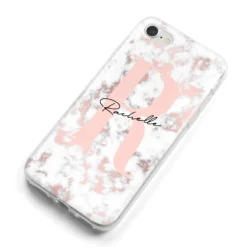 Monogrammed Rose Gold Marble IPhone Case -CaseCraze Store Monogrammed Rose Gold Marble iPhone 8 Bumper Case on Silver iPhone Alternative Image