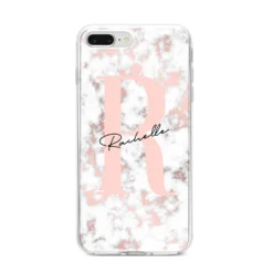 Monogrammed Rose Gold Marble IPhone Case -CaseCraze Store Monogrammed Rose Gold Marble iPhone 8 Plus Bumper Case on Silver iPhone