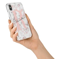 Monogrammed Rose Gold Marble IPhone Case -CaseCraze Store Monogrammed Rose Gold Marble iPhone X Bumper Case on Silver iPhone Alternative Image 2 2b9e5e17 5328 4e8f ad34 b2736278b204