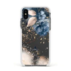 Monogrammed Watercolour Flower Elements IPhone Case -CaseCraze Store Monogrammed Watercolour Flower Elements Apple iPhone Xs Impact Case White Edge on Black Phone