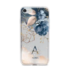 Monogrammed Watercolour Flower Elements IPhone Case -CaseCraze Store Monogrammed Watercolour Flower Elements iPhone 7 Bumper Case on Silver iPhone