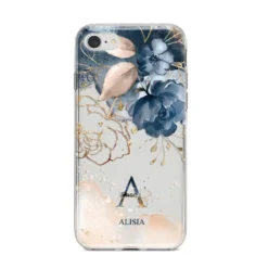 Monogrammed Watercolour Flower Elements IPhone Case -CaseCraze Store Monogrammed Watercolour Flower Elements iPhone 8 Bumper Case on Silver iPhone