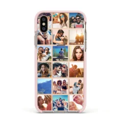 Multi Photo Collage IPhone Case -CaseCraze Store Multi Photo Collage Apple iPhone Xs Impact Case Pink Edge on Gold Phone