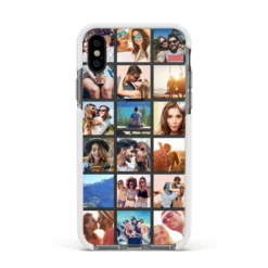 Multi Photo Collage IPhone Case -CaseCraze Store Multi Photo Collage Apple iPhone Xs Impact Case White Edge on Black Phone