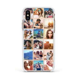 Multi Photo Collage IPhone Case -CaseCraze Store Multi Photo Collage Apple iPhone Xs Impact Case White Edge on Gold Phone