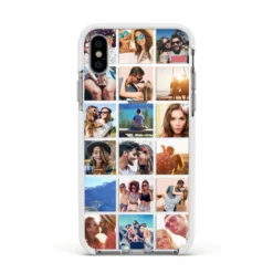 Multi Photo Collage IPhone Case -CaseCraze Store Multi Photo Collage Apple iPhone Xs Impact Case White Edge on Silver Phone