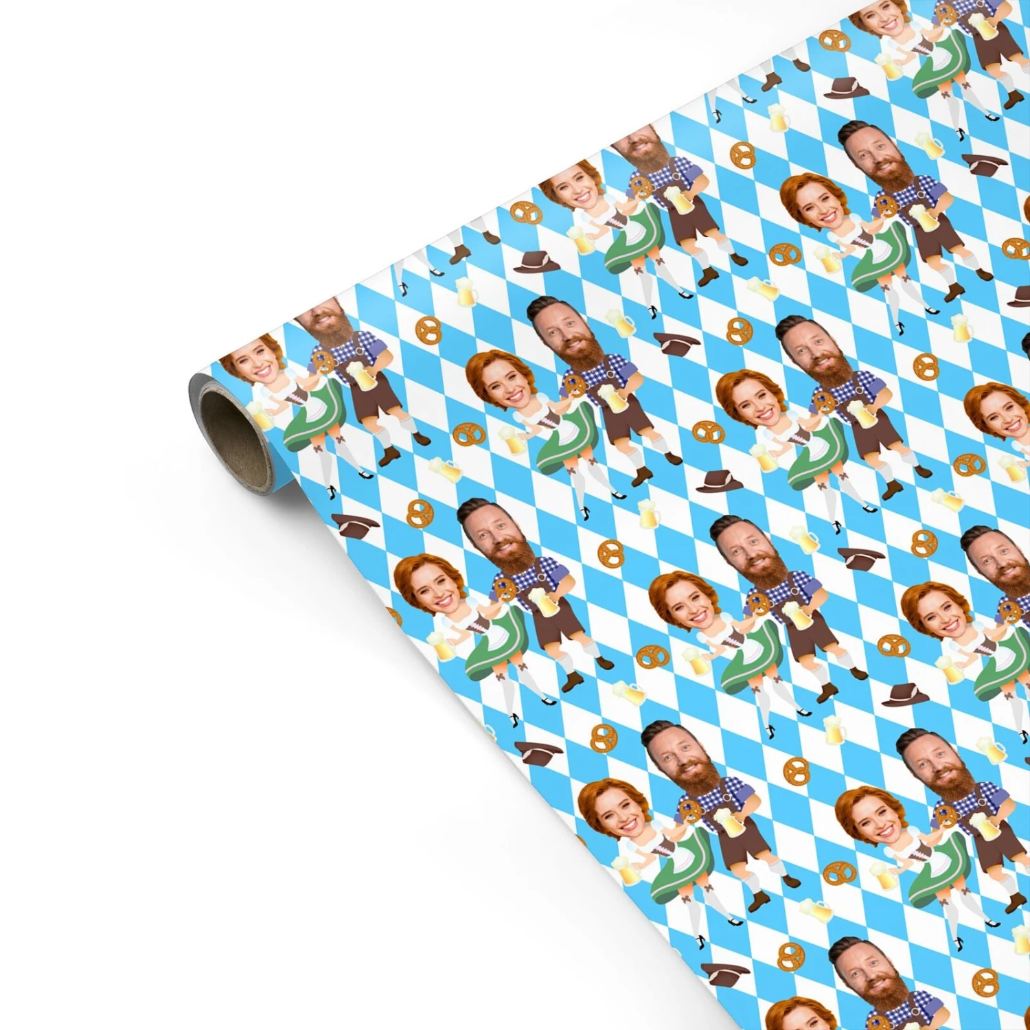 Oktoberfest Personalised Couples Face Wrapping Paper 2 Oktoberfest Personalised Couples Face Wrapping Paper - Image 2