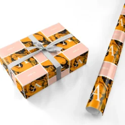 Orange Marble Personalised Wrapping Paper -CaseCraze Store Orange Marble Personalised Personalised Wrapping Paper