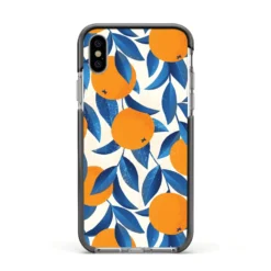 Oranges IPhone Case -CaseCraze Store Oranges Apple iPhone Xs Impact Case Black Edge on Silver Phone