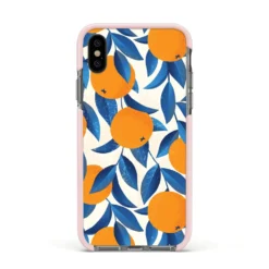 Oranges IPhone Case -CaseCraze Store Oranges Apple iPhone Xs Impact Case Pink Edge on Black Phone