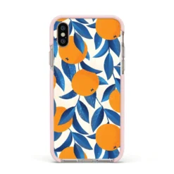 Oranges IPhone Case -CaseCraze Store Oranges Apple iPhone Xs Impact Case Pink Edge on Gold Phone
