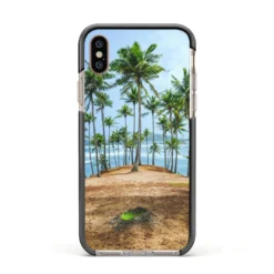 Palm Trees IPhone Case -CaseCraze Store Palm Trees Apple iPhone Xs Impact Case Black Edge on Gold Phone