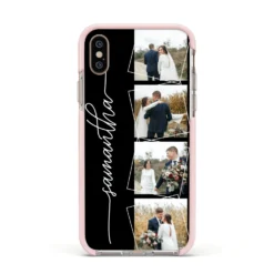 Personalised 4 Photo Couple Name IPhone Case 39 Personalised 4 Photo Couple Name IPhone Case -CaseCraze Store Personalised 4 Photo Couple Name Apple iPhone Xs Impact Case Pink Edge on Gold Phone
