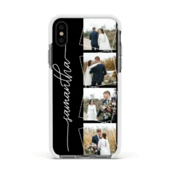 Personalised 4 Photo Couple Name IPhone Case 37 Personalised 4 Photo Couple Name IPhone Case -CaseCraze Store Personalised 4 Photo Couple Name Apple iPhone Xs Impact Case White Edge on Black Phone