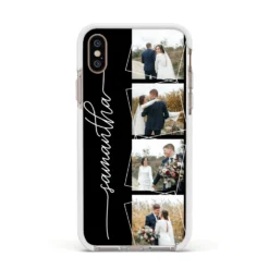Personalised 4 Photo Couple Name IPhone Case 36 Personalised 4 Photo Couple Name IPhone Case -CaseCraze Store Personalised 4 Photo Couple Name Apple iPhone Xs Impact Case White Edge on Gold Phone