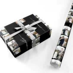 Personalised 4 Photo Couple Name Wrapping Paper -CaseCraze Store Personalised 4 Photo Couple Name Personalised Wrapping Paper
