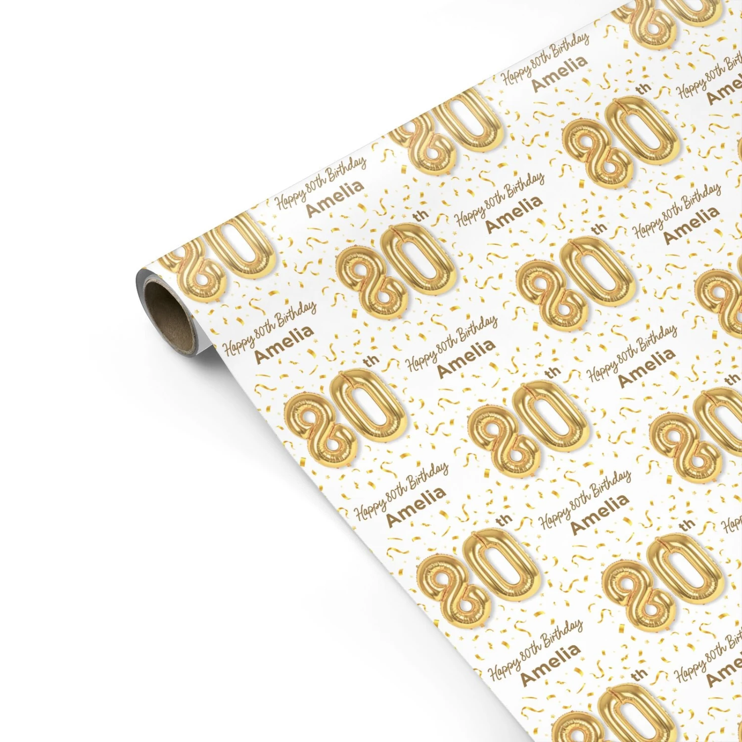 Personalised 80th Birthday Wrapping Paper 2 Personalised 80th Birthday Wrapping Paper - Image 2