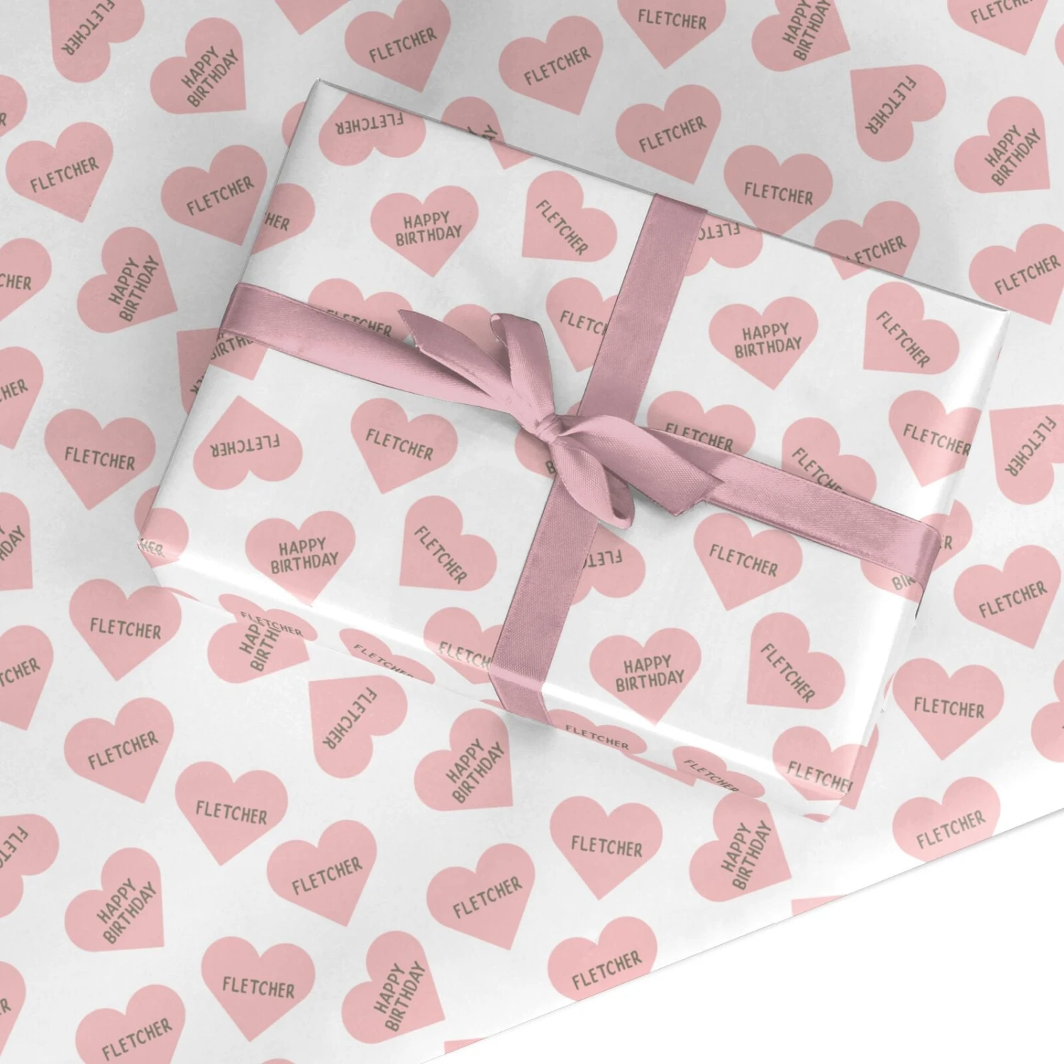 Personalised Birthday Hearts Wrapping Paper 1 Personalised Birthday Hearts Wrapping Paper