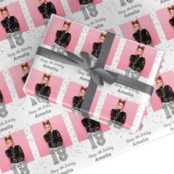 Personalised Birthday Silver Number Balloon Photo Wrapping Paper