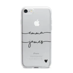 Personalised Black Couples Two Names Heart Apple IPhone Case -CaseCraze Store Personalised Black Couples Two Names Heart iPhone 7 Bumper Case on Silver iPhone
