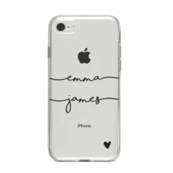 Personalised Black Couples Two Names Heart Apple IPhone Case -CaseCraze Store Personalised Black Couples Two Names Heart iPhone 8 Bumper Case on Silver iPhone