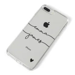 Personalised Black Couples Two Names Heart Apple IPhone Case -CaseCraze Store Personalised Black Couples Two Names Heart iPhone 8 Plus Bumper Case on Silver iPhone Alternative Image