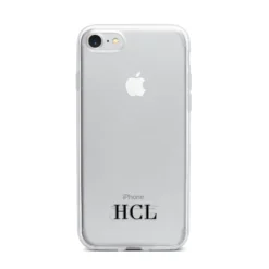 Personalised Black Initials Bottom Clear Custom Apple IPhone Case -CaseCraze Store Personalised Black Initials Bottom Clear Custom iPhone 7 Bumper Case on Silver iPhone