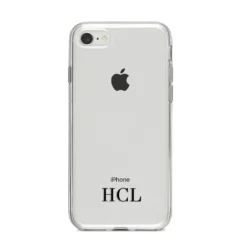 Personalised Black Initials Bottom Clear Custom Apple IPhone Case -CaseCraze Store Personalised Black Initials Bottom Clear Custom iPhone 8 Bumper Case on Silver iPhone