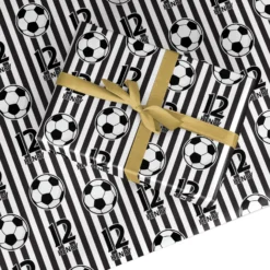 Personalised Black And White Football Wrapping Paper
