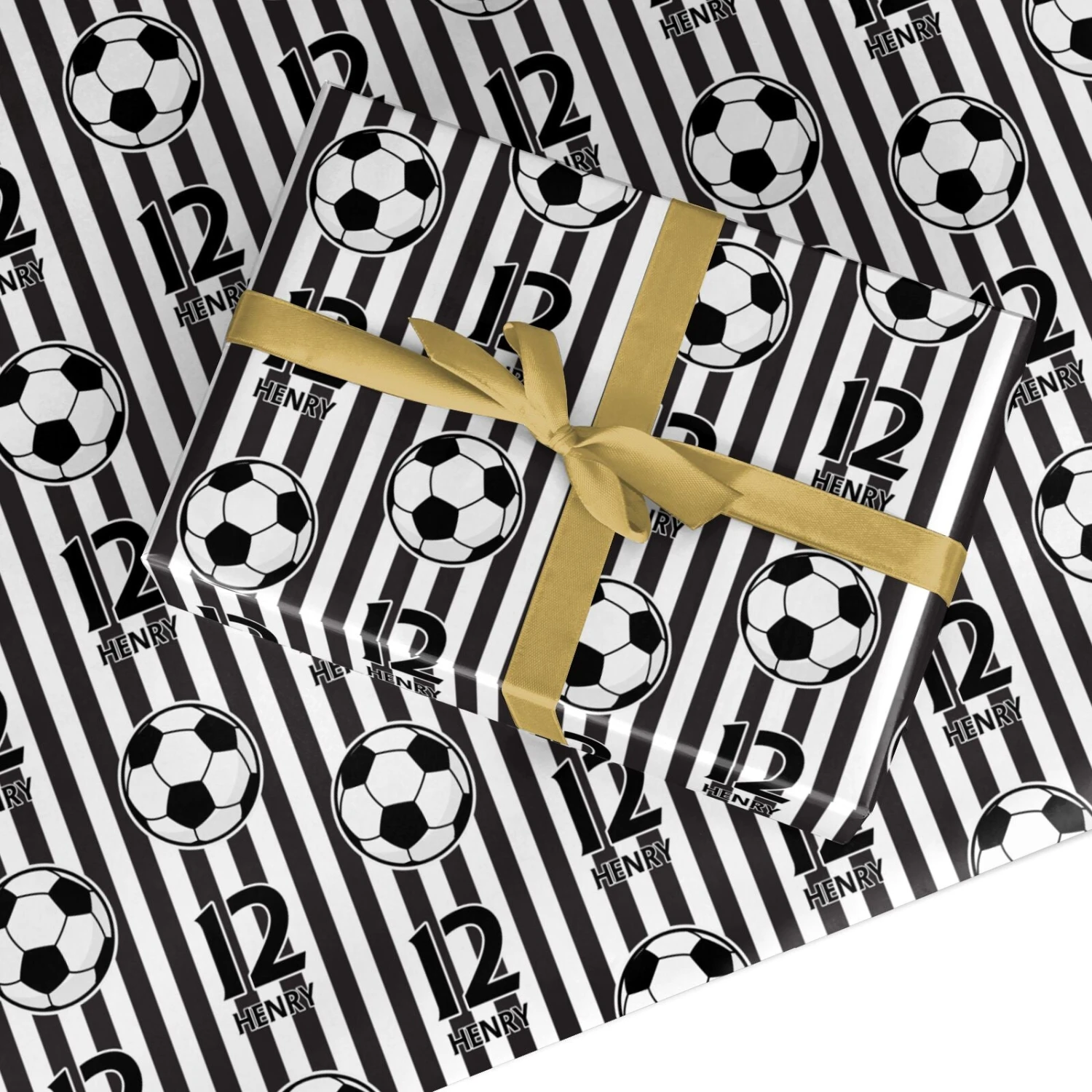 Personalised Black And White Football Wrapping Paper 1 Personalised Black And White Football Wrapping Paper