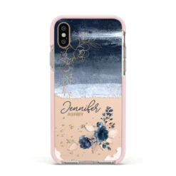 Personalised Blue Pink Watercolour IPhone Case -CaseCraze Store Personalised Blue Pink Watercolour Apple iPhone Xs Impact Case Pink Edge on Gold Phone 37b912f6 4455 4b44 92b8 c6652c9261c2