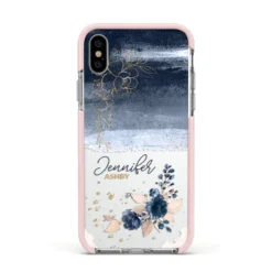Personalised Blue Pink Watercolour IPhone Case -CaseCraze Store Personalised Blue Pink Watercolour Apple iPhone Xs Impact Case Pink Edge on Silver Phone 60086128 dec0 41be 8f37 6505053e70ca