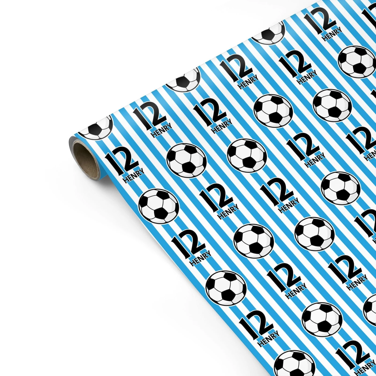 Personalised Blue White Football Birthday Wrapping Paper 2 Personalised Blue White Football Birthday Wrapping Paper - Image 2