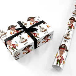 Personalised Boys Photo Face Pirate Birthday Wrapping Paper -CaseCraze Store Personalised Boys Photo Face Pirate Birthday Personalised Wrapping Paper