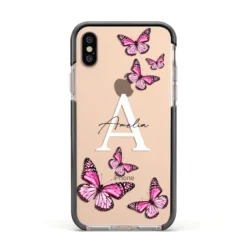 Personalised Butterfly IPhone Case 39 Personalised Butterfly IPhone Case -CaseCraze Store Personalised Butterfly Apple iPhone Xs Impact Case Black Edge on Gold Phone