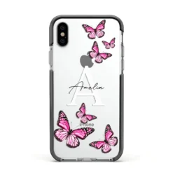 Personalised Butterfly IPhone Case 38 Personalised Butterfly IPhone Case -CaseCraze Store Personalised Butterfly Apple iPhone Xs Impact Case Black Edge on Silver Phone
