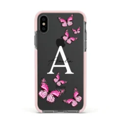 Personalised Butterfly IPhone Case 37 Personalised Butterfly IPhone Case -CaseCraze Store Personalised Butterfly Apple iPhone Xs Impact Case Pink Edge on Black Phone