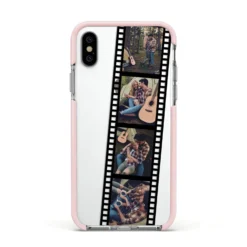 Personalised Camera Film Photo IPhone Case -CaseCraze Store Personalised Camera Film Photo Apple iPhone Xs Impact Case Pink Edge on Silver Phone