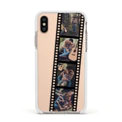 Personalised Camera Film Photo IPhone Case -CaseCraze Store Personalised Camera Film Photo Apple iPhone Xs Impact Case White Edge on Gold Phone