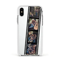 Personalised Camera Film Photo IPhone Case -CaseCraze Store Personalised Camera Film Photo Apple iPhone Xs Impact Case White Edge on Silver Phone