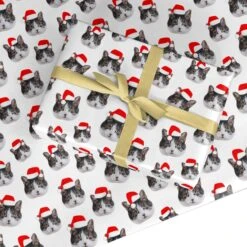 Personalised Cat Santa Hat Wrapping Paper
