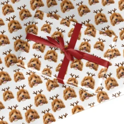 Personalised Christmas Dog Antler Wrapping Paper