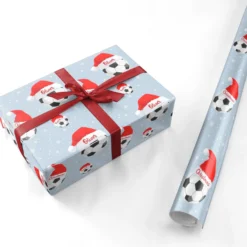 Personalised Christmas Football Santa Hat Wrapping Paper -CaseCraze Store Personalised Christmas Football Santa Hat Personalised Wrapping Paper