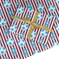 Personalised Claret And Blue Football Wrapping Paper